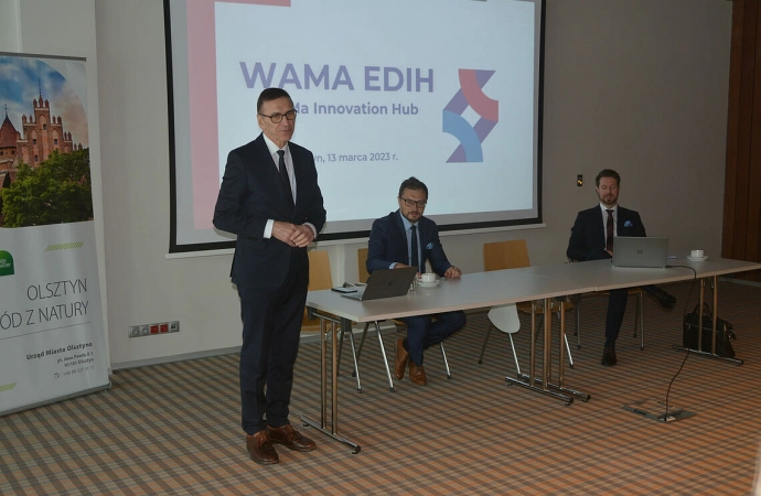 {W Olsztynie zaprezentowano projekt WAMA Digital Innovation Hub.}